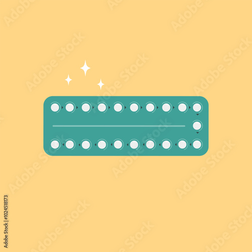 Blister pack of oral hormonal contraceptive pills. Method of protecting women from unwanted pregnancy. Birth control, safe sex concept. Vector flat illustration.