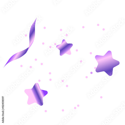  Lilac gradient vector confetti with stars and dots