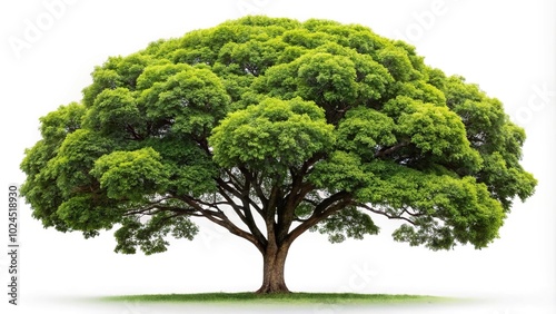 Majestic Swietenia mahagoni caoba tree isolated on white background Low Angle photo