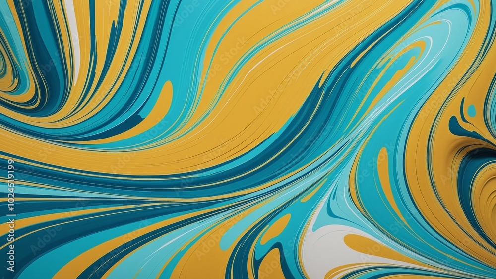 Vibrant Swirling Abstract with GoldenRod, Cyan, MediumTurquoise, and Gold