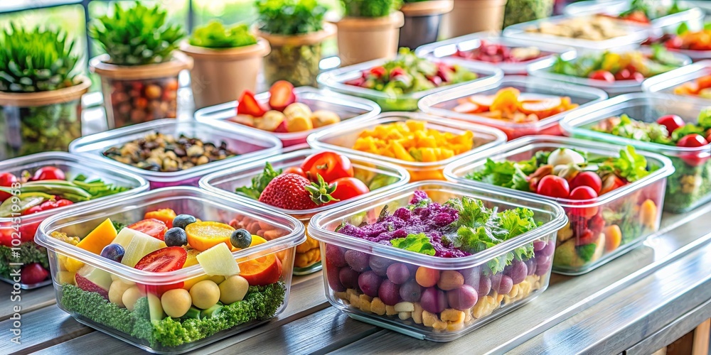 A Vibrant Display of Freshly Prepared Meal Preps, Each Container a Canvas for a Delicious and Colorful Culinary Journey A Vibrant Display of Freshly Prepared Meal Preps, Each Container a Canvas for a Delicious and Colorful Culinary Journey