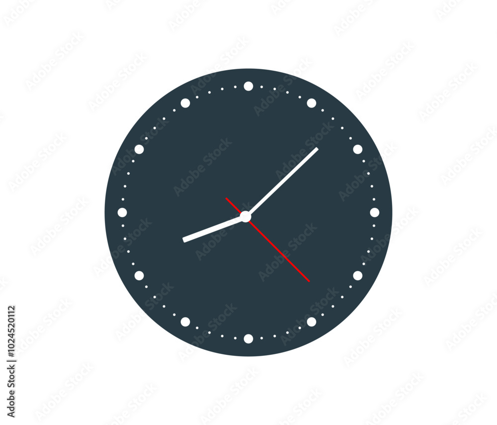 Wall clock. Simple wall clock. Minimalist watch. Classic design wall clock. Analog clock. Vector illustration Wall clock. Simple wall clock. Minimalist watch. Classic design wall clock. Analog clock. Vector illustration