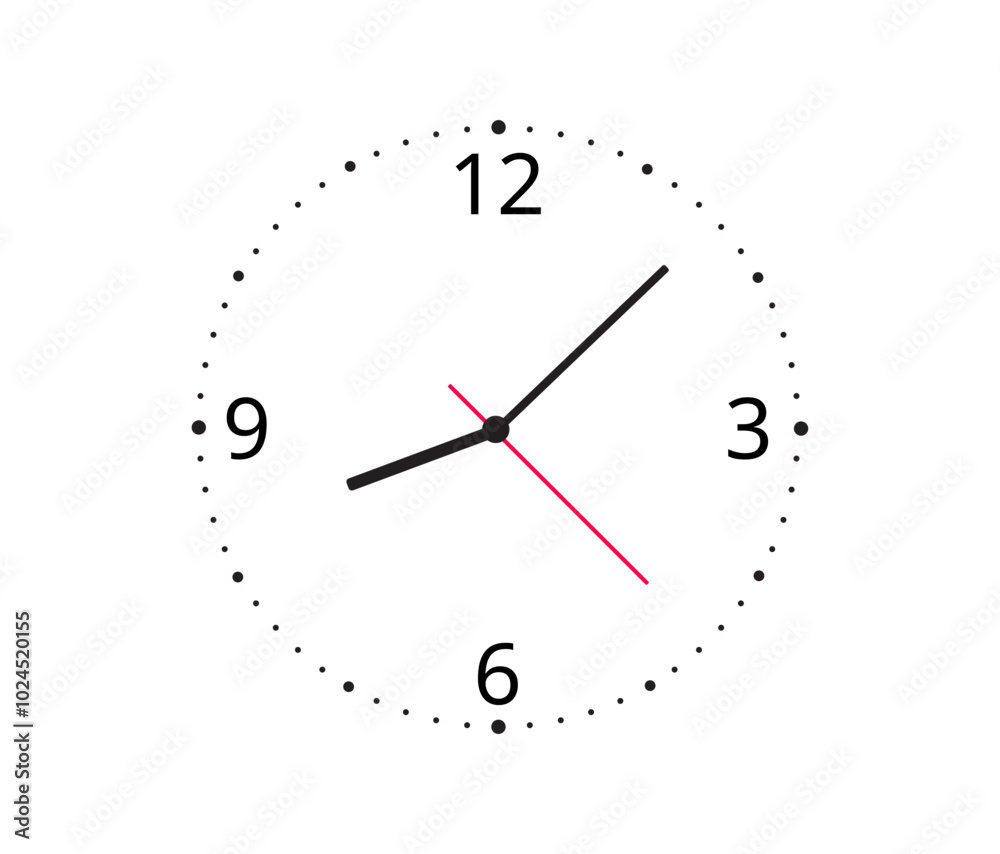 Wall clock. Simple wall clock. Minimalist watch. Classic design wall clock. Analog clock. Vector illustration Wall clock. Simple wall clock. Minimalist watch. Classic design wall clock. Analog clock. Vector illustration