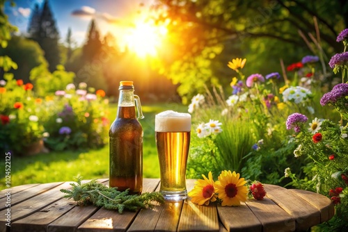 Foamy Beer in the Sunlit Garden â€“ Perfect Summer Refreshment