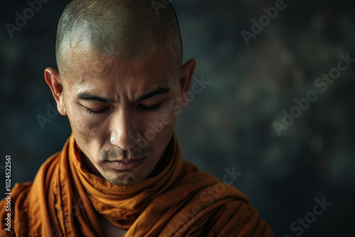 Generative AI image of monk meditating peace and harmony