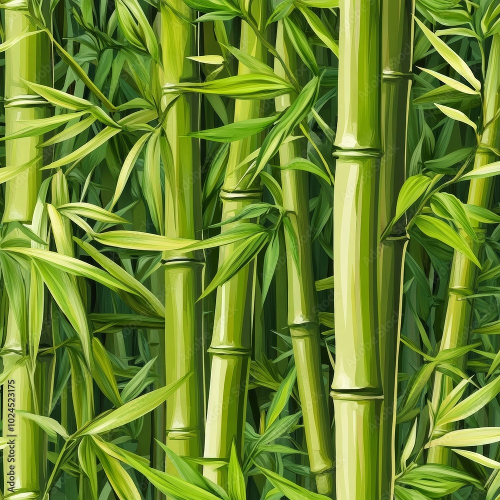 Seamless pattern of green bamboo shoots and stalks, Seamless pattern of green bamboo shoots and stalks,