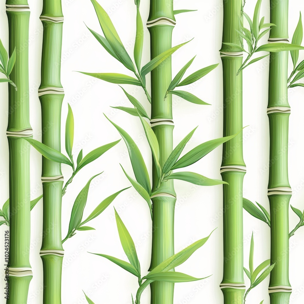 Seamless pattern of green bamboo shoots and stalks, Seamless pattern of green bamboo shoots and stalks,
