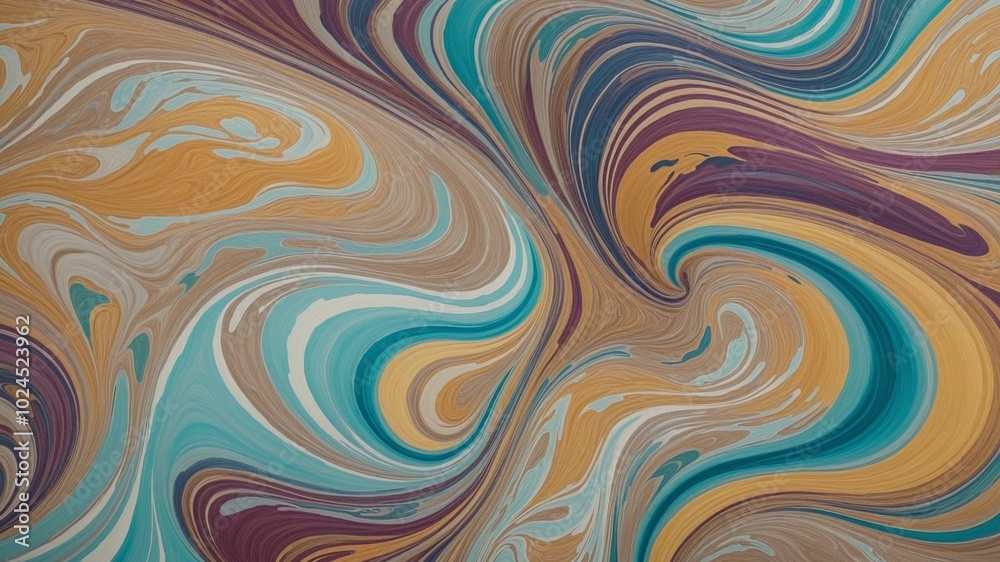 Vibrant Swirling Abstract with RebeccaPurple, Cyan, Sienna, Gold, Goldenrod, silver, and Metallic Gold