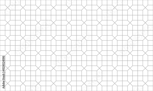 Grey outline square and pentagon seamless pattern. Vector Repeating Texture.