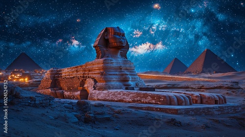 The Great Sphinx of Giza under a Starry Night photo