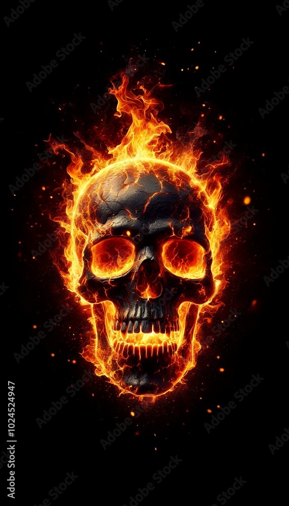 Fire on skull phone wallpaper Fire on skull phone wallpaper
