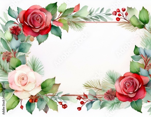 frame with Christmas roses