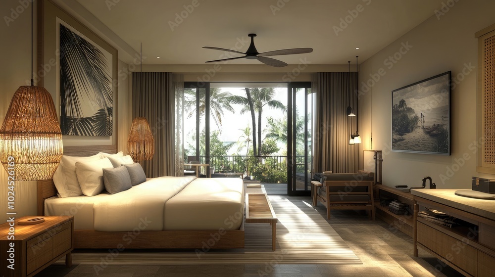 Air-conditioned, brightly lit room offering modern comfort. illustration Air-conditioned, brightly lit room offering modern comfort. illustration