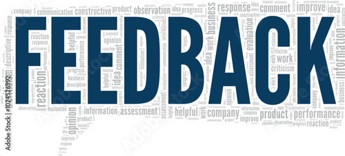Feedback word cloud conceptual design isolated on white background.