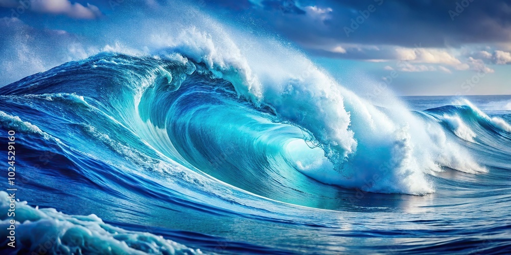 Medium shot abstract ocean waves in blue tones ideal for nature and water themed art