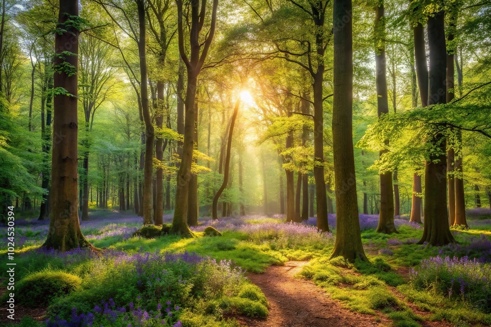 Fototapeta premium Medium shot early woodland scene made with advanced tools