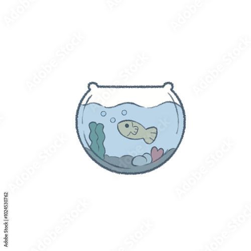 Illustration of cute fish bowl 