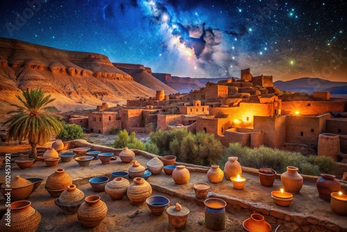 Night Photography of Moroccan Rhassoul Clay in Serene Landscape photo