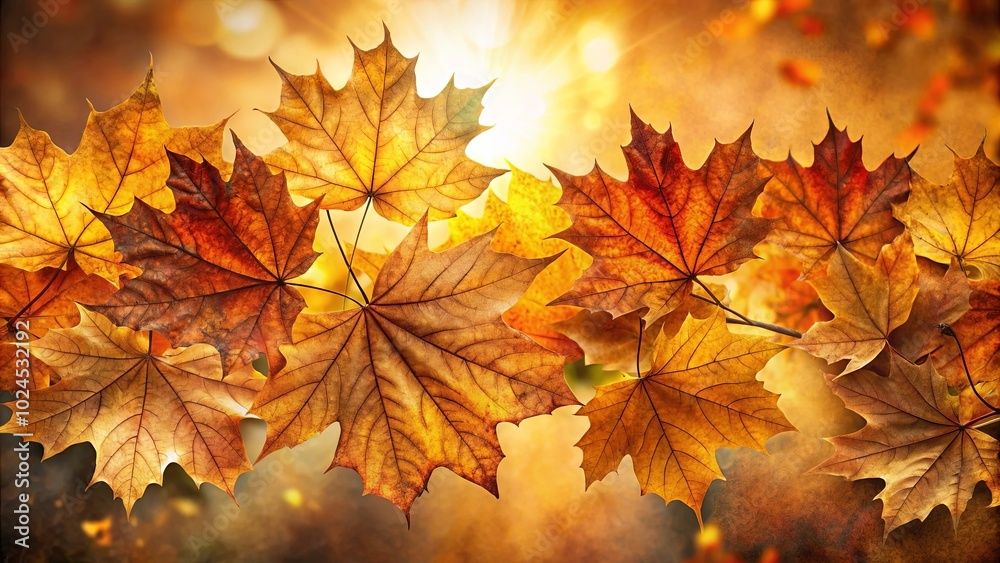 Golden Hues of Autumn Leaves Shimmering in the Warm Light Golden Hues of Autumn Leaves Shimmering in the Warm Light