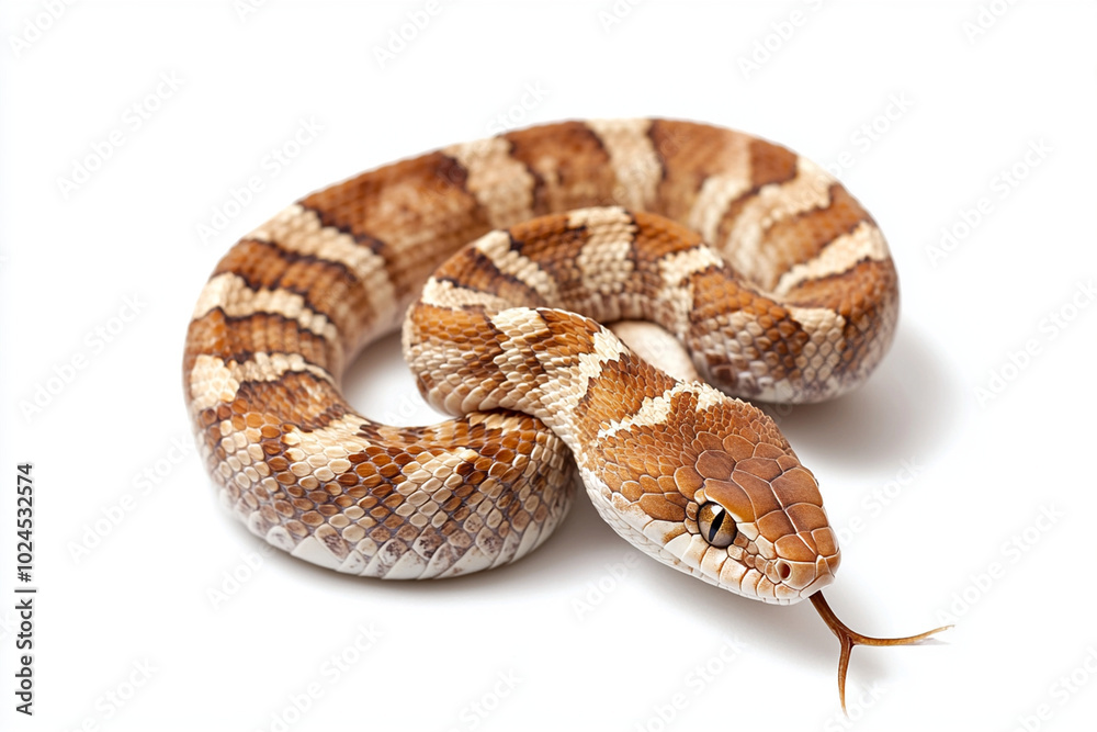 Obraz premium A detailed watercolor illustration of single snake shedding its skin, showcasing its intricate patterns and colors. snakes body is curled elegantly, highlighting its natural beauty and grace