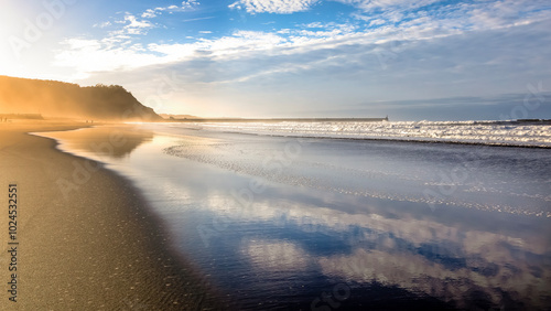 Sunset at los Quebrantos beach in San Juan de la Arena. Asturias