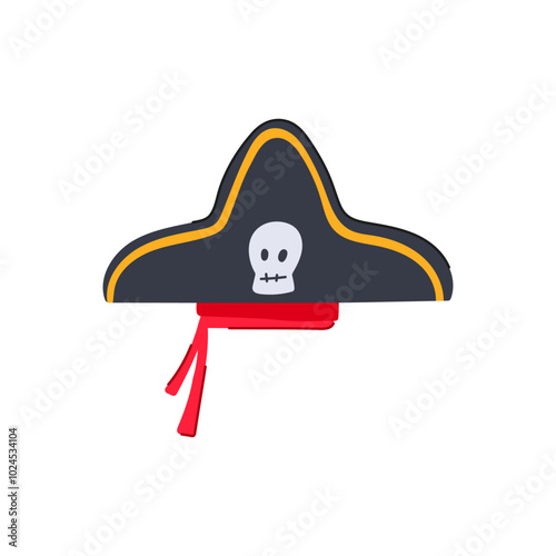 captain pirate hat cartoon. maritime adventure, skull crossbones, treasure ocean captain pirate hat sign. isolated symbol vector illustration