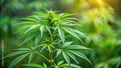 Medium shot of hemp cannabis sativa plants with CBD, THC, cannabinoids for medicinal use photo