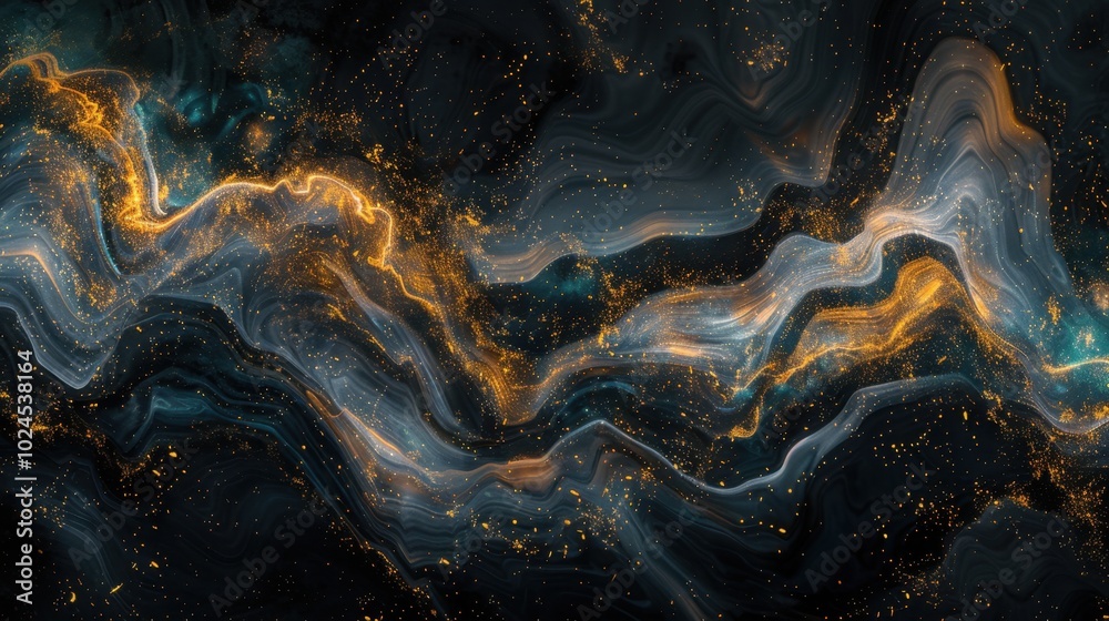 Fototapeta premium Abstract Cosmic Swirls with Golden Highlights