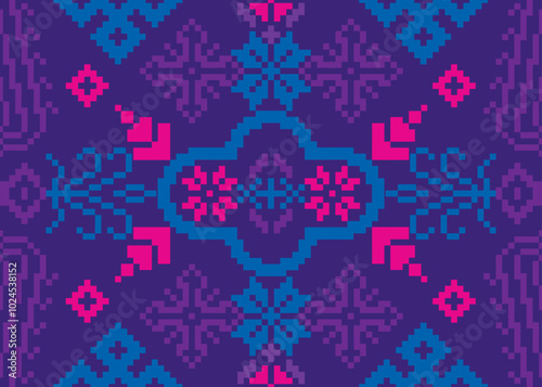 seamless knitted pattern with flowers