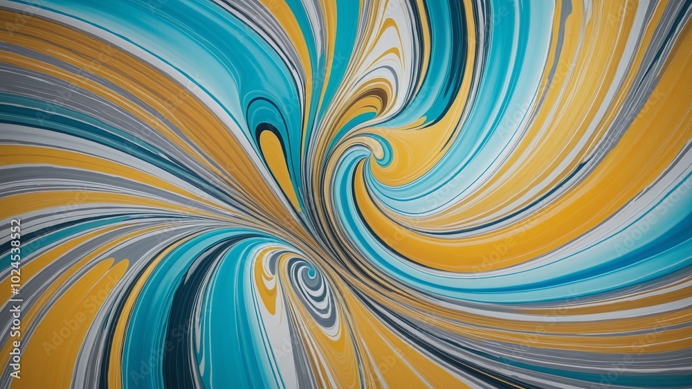 Vibrant Swirling Abstract with Silver, Cyan, Silver, and Gold Vibrant Swirling Abstract with Silver, Cyan, Silver, and Gold