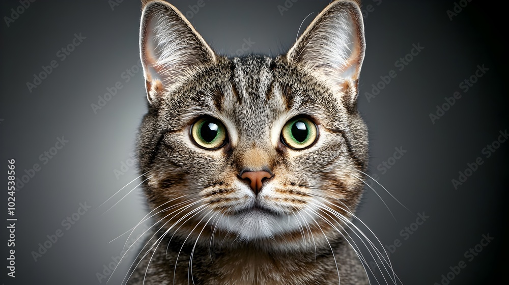 Detailed up close portrait of a shorthair cat with soft complementary lighting that highlights the animal s elegant features and fur texture Detailed up close portrait of a shorthair cat with soft complementary lighting that highlights the animal s elegant features and fur texture