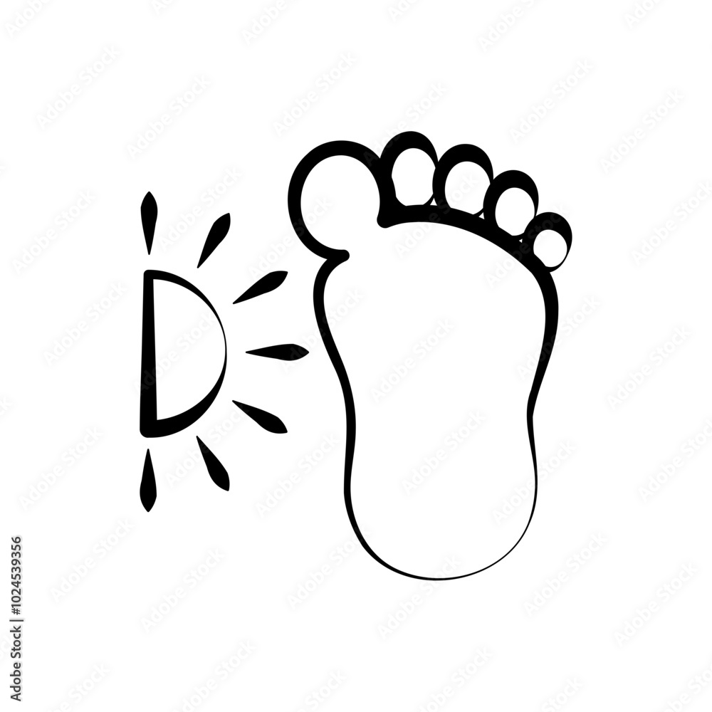 footprint with solar rays footprint with solar rays