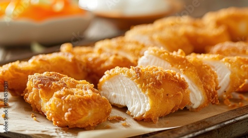 Crispy Fried Chicken Pieces on a Wooden Surface