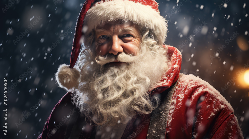 generated illustration of Merry Christmas and happy holidays from Santa Claus in a jolly Xmas scene. generated illustration of Merry Christmas and happy holidays from Santa Claus in a jolly Xmas scene.