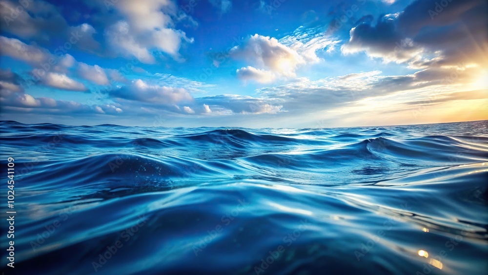 Medium shot of tranquil ocean waves with gentle movements Medium shot of tranquil ocean waves with gentle movements