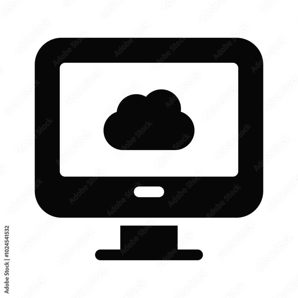 A cloud connected to a computer symbolizing cloud computing or storage A cloud connected to a computer symbolizing cloud computing or storage