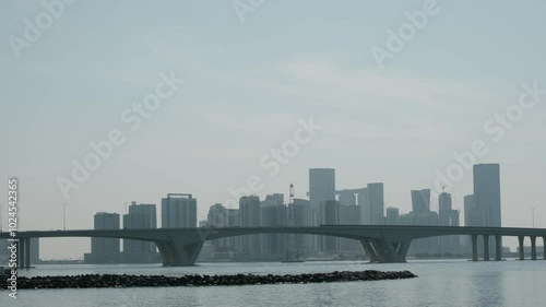  Louvre Abu Dhabi, showcasing its stunning modern architecture and iconic dome. look from museum to city photo