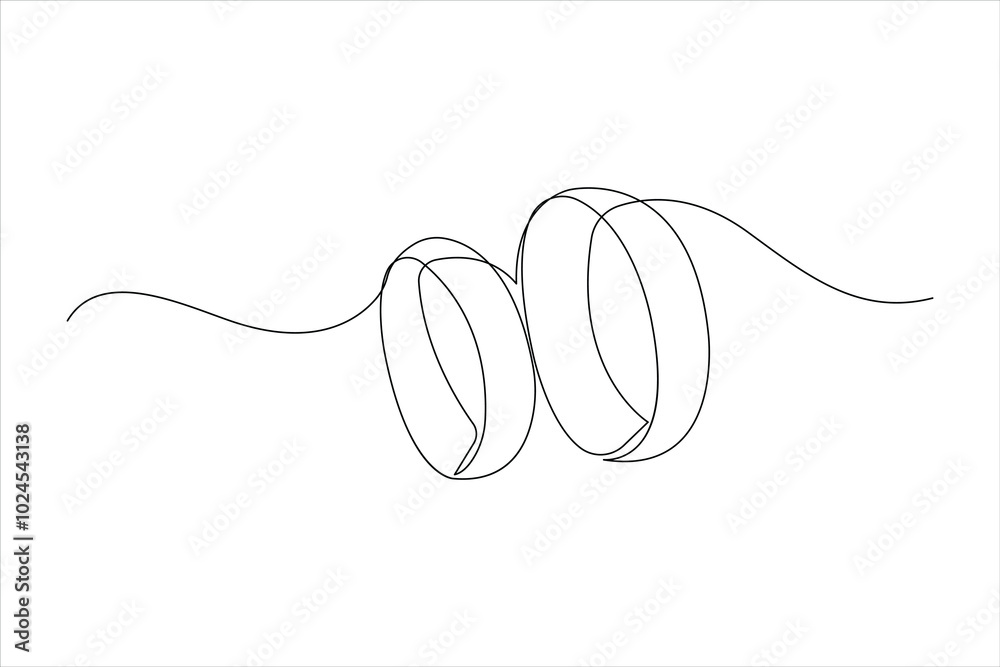 Obraz premium Continuous one line art drawing of pair of wedding rings in outline vector illustration