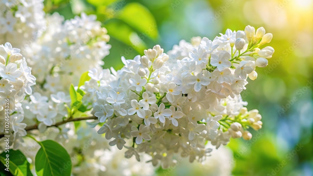 Medium shot white common lilac in the spring Syringa vulgaris Medium shot white common lilac in the spring Syringa vulgaris