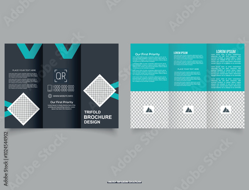 Solar energy company profile brochure design template. A stylish and contemporary trifold brochure design featuring vibrant colors and a clean, organized layout