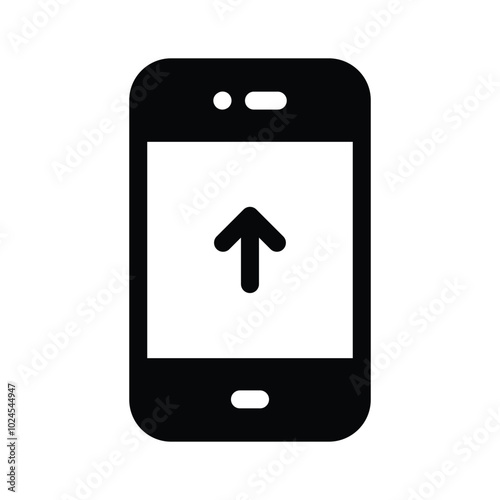 A mobile phone showing an upload symbol for file transfer