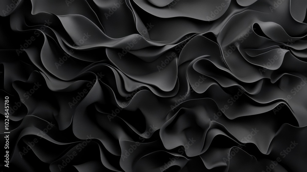Textured Black Surface with Flowing Ribbons Textured Black Surface with Flowing Ribbons