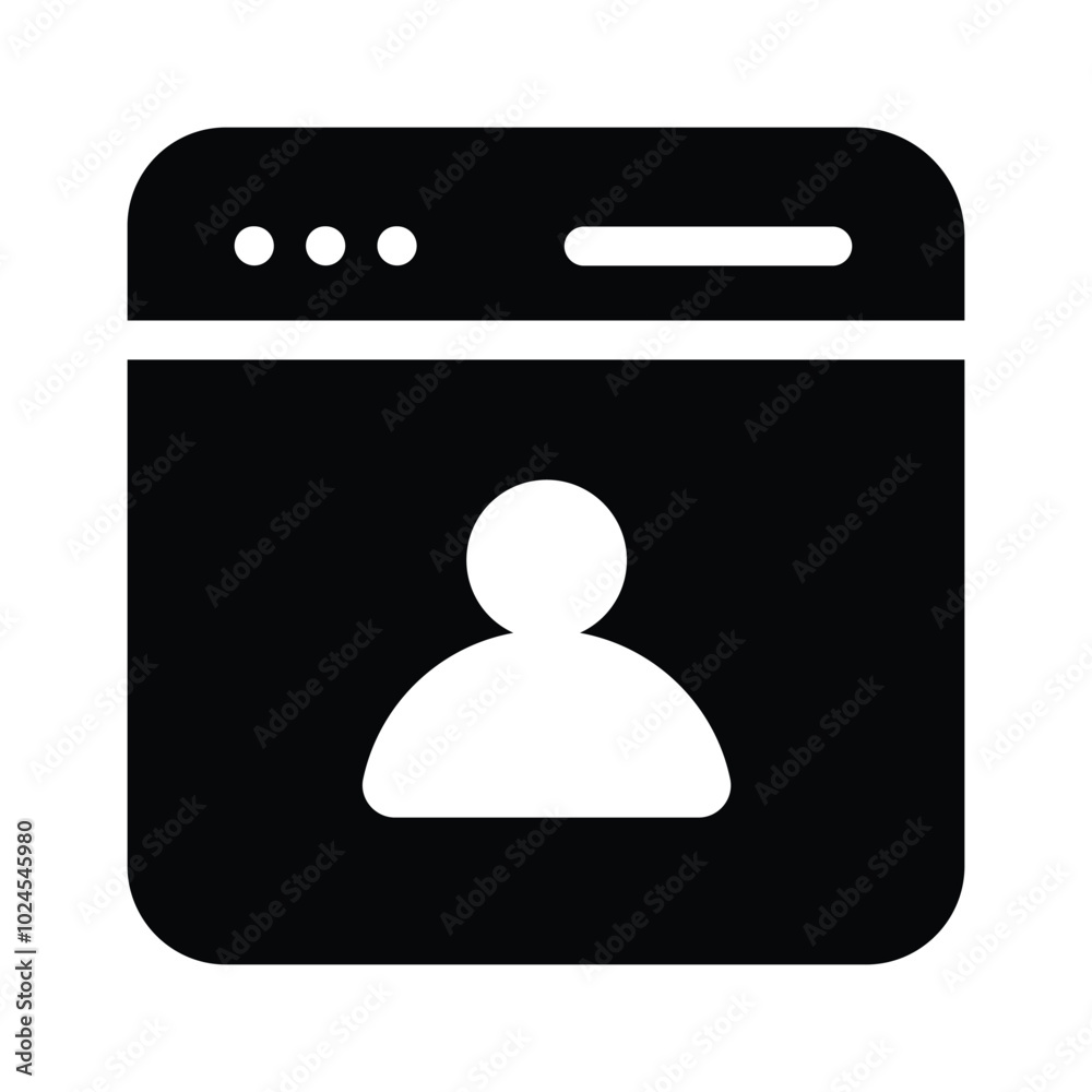 A web browser with a user icon for a social media profile A web browser with a user icon for a social media profile