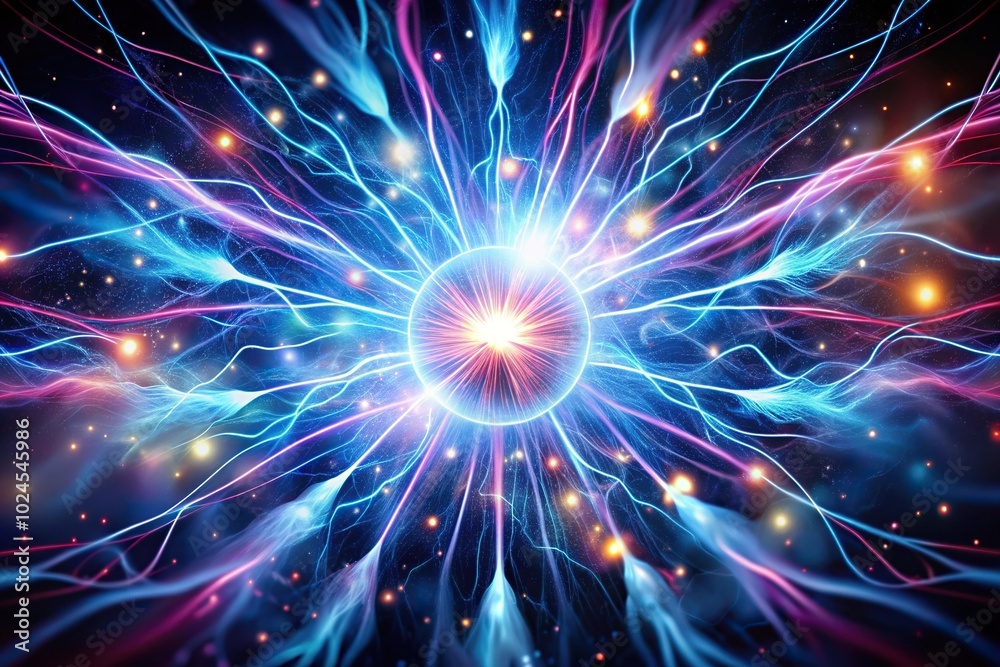 Mesmerizing abstract energy flow background with neon sparks extreme close-up Mesmerizing abstract energy flow background with neon sparks extreme close-up
