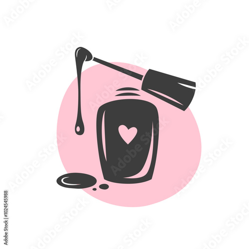 Nail studio logo. Nail polish. Minimalistic vector illustration for beauty salon