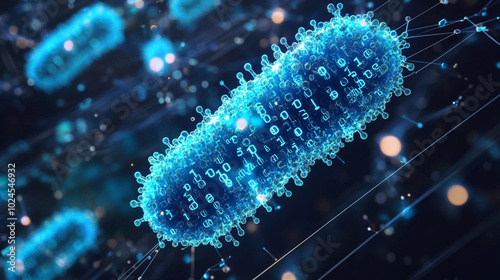 Futuristic Bacterium with Binary Code