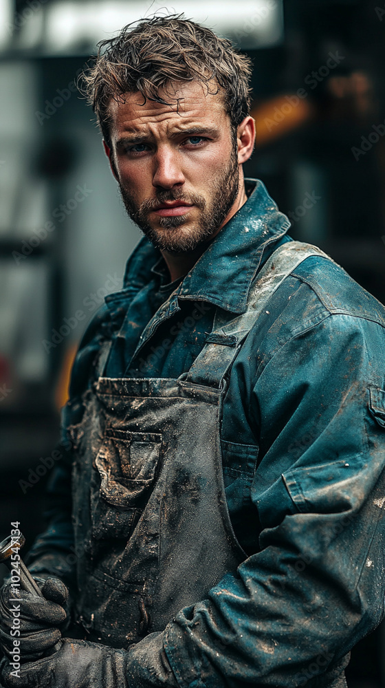 Rugged Worker in Workshop Rugged Worker in Workshop