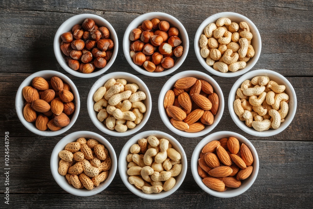 A collection of various nuts including peanuts, almonds, cashews, walnuts, and hazelnuts A collection of various nuts including peanuts, almonds, cashews, walnuts, and hazelnuts