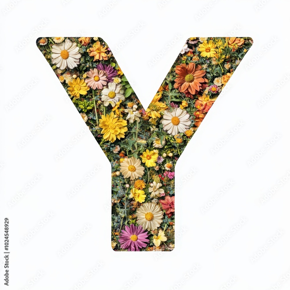 A letter 'Y' filled with vibrant flowers, showcasing nature's beauty and creativity.