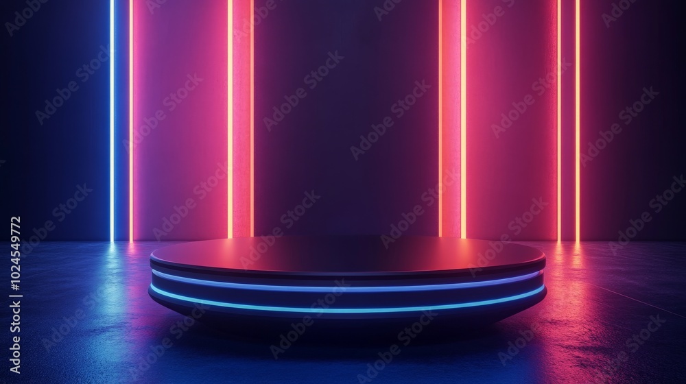 Futuristic Floating Podium with Neon Lights Futuristic Floating Podium with Neon Lights